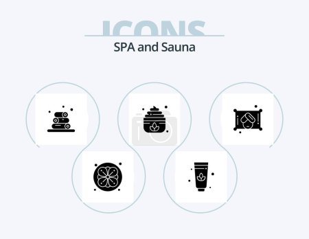 Téléchargez les illustrations : Sauna Glyph Icon Pack 5 Icon Design. . sauna. . towel - en licence libre de droit