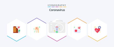 Illustration for Coronavirus 25 Flat icon pack including heart. no. blood. meat. infected - Royalty Free Image