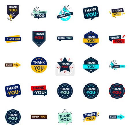 Illustration for 25 High Quality Vector Elements for Saying Thank You - Royalty Free Image