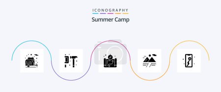 Illustration for Summer Camp Glyph 5 Icon Pack Including camping. location. map. mobile. cloud - Royalty Free Image