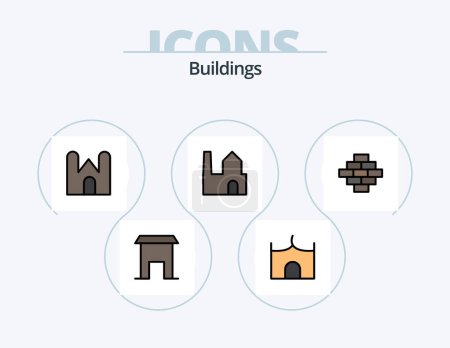 Ilustración de Buildings Line Filled Icon Pack 5 Icon Design. industry. factory chimney. industry. factory. marketplace - Imagen libre de derechos