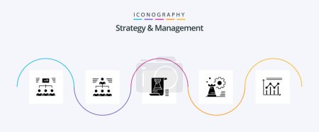 Ilustración de Strategy And Management Glyph 5 Icon Pack Including chess. strategy. user. fort. tower - Imagen libre de derechos