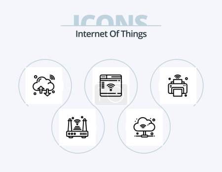 Ilustración de Internet Of Things Line Icon Pack 5 Icon Design. camera. internet. cloud. helpdesk. wifi - Imagen libre de derechos