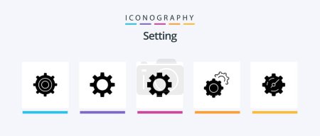 Ilustración de Setting Glyph 5 Icon Pack Including . wheel. timer. gear. Creative Icons Design - Imagen libre de derechos