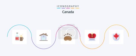Téléchargez les illustrations : Canada Flat 5 Icon Pack Including leaf. empire. education. royal. crown - en licence libre de droit