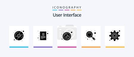Illustration for User Interface Glyph 5 Icon Pack Including . gear. play. cog. search. Creative Icons Design - Royalty Free Image