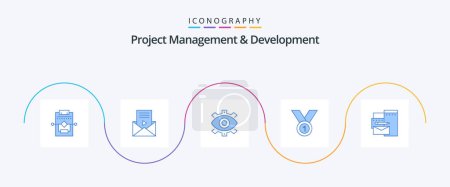 Ilustración de Project Management And Development Blue 5 Icon Pack Including award. winner. eye. production. creative - Imagen libre de derechos