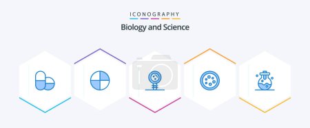 Téléchargez les illustrations : Biology 25 Blue icon pack including laboratory. chemical. dna. laboratory. equipment - en licence libre de droit