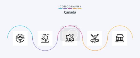 Illustration for Canada Line 5 Icon Pack Including . paris. scandinavia. landmark. ice - Royalty Free Image
