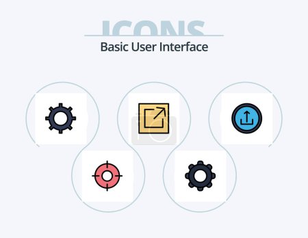 Ilustración de Basic Line Filled Icon Pack 5 Icon Design. set. basic. copy. interface. basic - Imagen libre de derechos