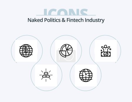 Illustration for Naked Politics And Fintech Industry Line Icon Pack 5 Icon Design. startup. bussiness. finance. unicorn startup. money - Royalty Free Image