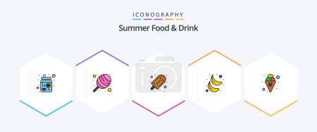 Ilustración de Summer Food and Drink 25 FilledLine icon pack including dessert. cone. dessert. food. fresh - Imagen libre de derechos