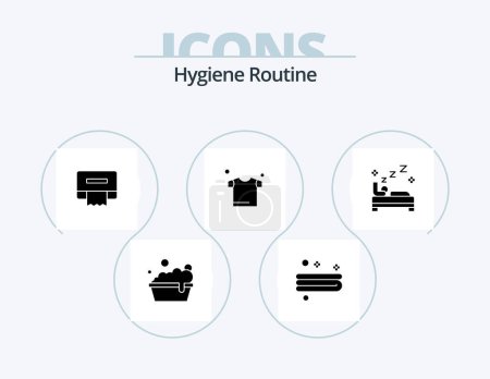 Ilustración de Hygiene Routine Glyph Icon Pack 5 Icon Design. . cleaning. tissue. clean. bed - Imagen libre de derechos