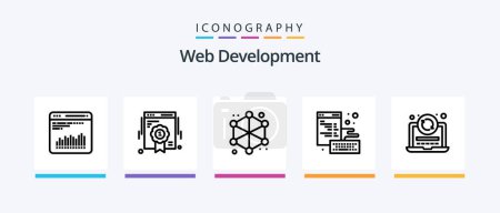 Téléchargez les illustrations : Web Development Line 5 Icon Pack Including search. development. api. web. development. Creative Icons Design - en licence libre de droit