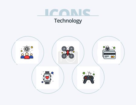 Ilustración de Technology Line Filled Icon Pack 5 Icon Design. internet. repair. recycling. manual. book - Imagen libre de derechos