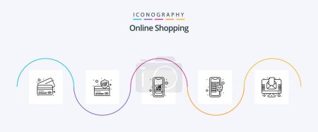 Ilustración de Online Shopping Line 5 Icon Pack Including newsletter. letter. mobile. online store. mall - Imagen libre de derechos