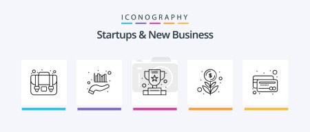 Téléchargez les illustrations : Startups And New Business Line 5 Icon Pack Including . web. credit. report. tactics. Creative Icons Design - en licence libre de droit