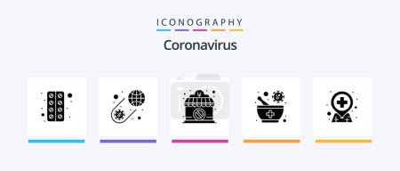 Ilustración de Coronavirus Glyph 5 Icon Pack Including location. pharmacy. closed. virus. medicine. Creative Icons Design - Imagen libre de derechos