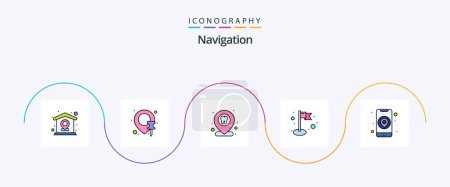 Illustration for Navigation Line Filled Flat 5 Icon Pack Including . maps. dental location. location. flag - Royalty Free Image
