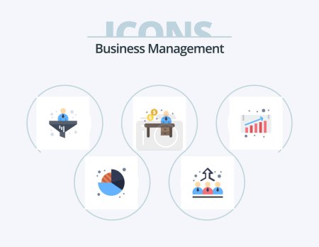 Illustration for Business Management Flat Icon Pack 5 Icon Design. chart. reception. business. office. business - Royalty Free Image