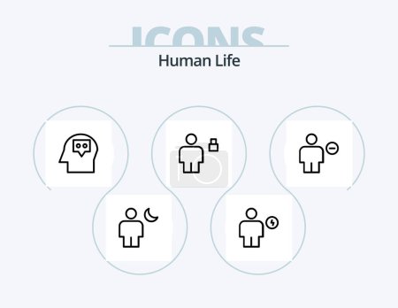 Téléchargez les illustrations : Human Line Icon Pack 5 Icon Design. love. emotion. energy. return. body - en licence libre de droit