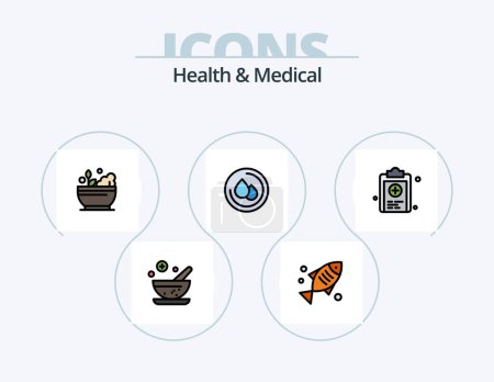 Illustration for Health And Medical Line Filled Icon Pack 5 Icon Design. . . syringe. test. medical - Royalty Free Image