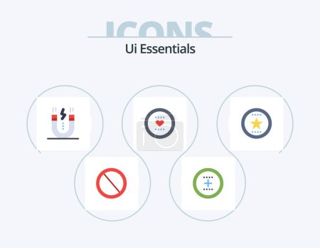 Illustration for Ui Essentials Flat Icon Pack 5 Icon Design. like. favorite. plus. snap. interface - Royalty Free Image