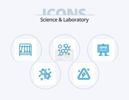 Ilustración de Science Blue Icon Pack 5 Icon Design. science formula. formula. physics. chemistry. molecule - Imagen libre de derechos