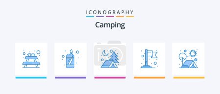Illustration for Camping Blue 5 Icon Pack Including . outdoors. night. outdoor. camp. Creative Icons Design - Royalty Free Image