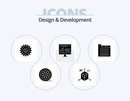 Illustration for Design and Development Glyph Icon Pack 5 Icon Design. programing. design. programing. coding. web design - Royalty Free Image
