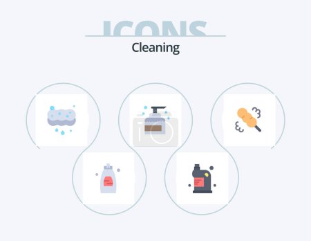 Ilustración de Cleaning Flat Icon Pack 5 Icon Design. spray. keeping. household. house. wash - Imagen libre de derechos