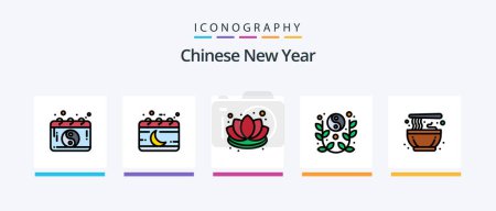 Illustration for Chinese New Year Line Filled 5 Icon Pack Including leaf. decoration. santa-claus. christmas. winter. Creative Icons Design - Royalty Free Image