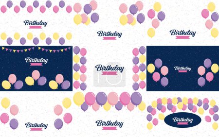 Téléchargez les illustrations : Happy Birthday in a sleek. modern font with a gradient color scheme and a confetti effect - en licence libre de droit