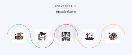 Téléchargez les illustrations : Arcade Line Filled Flat 5 Icon Pack Including play. ticket. fun. play. fun - en licence libre de droit