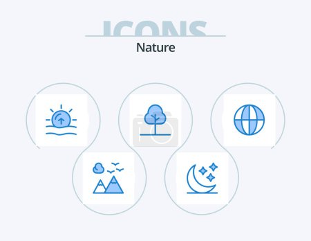 Téléchargez les illustrations : Nature Blue Icon Pack 5 Icon Design. nature. earth. nature. nature. tree - en licence libre de droit