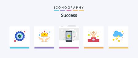 Illustration for Sucess Flat 5 Icon Pack Including star. leader. hand. competition. gadget. Creative Icons Design - Royalty Free Image