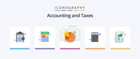 Illustration for Taxes Flat 5 Icon Pack Including banking. math. taxes. finance. marketing. Creative Icons Design - Royalty Free Image