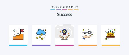 Illustration for Sucess Line Filled 5 Icon Pack Including seo. review. calendar. rating. schedule. Creative Icons Design - Royalty Free Image