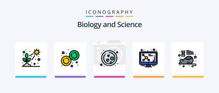Photo for Biology Line Filled 5 Icon Pack Including hand. care. lab. tubes. plant. Creative Icons Design - Royalty Free Image