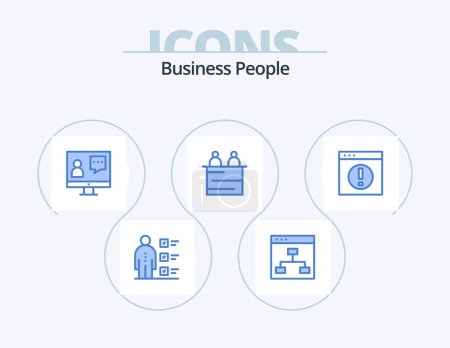Téléchargez les illustrations : Business People Blue Icon Pack 5 Icon Design. people. business. people. service. customer - en licence libre de droit