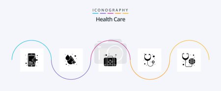 Illustration for Health Care Glyph 5 Icon Pack Including health care. aid. stethoscope. diagnosis - Royalty Free Image