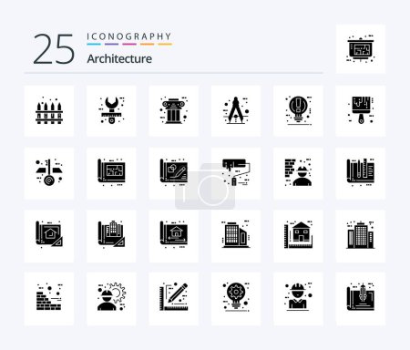 Illustration for Architecture 25 Solid Glyph icon pack including measure. circle. tool. architect. column - Royalty Free Image
