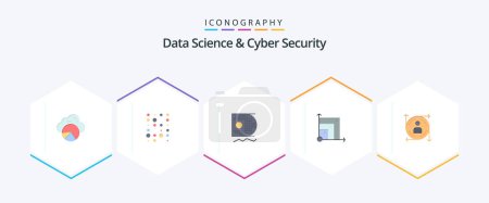 Illustration for Data Science And Cyber Security 25 Flat icon pack including predication. scince. data. scalabel system. scalabel - Royalty Free Image