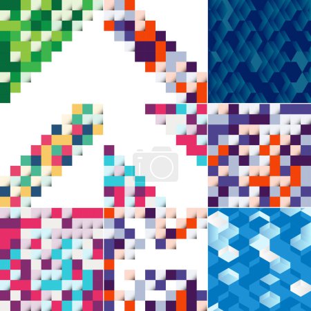 Illustration for Square blue geometrical abstract background pack of 10 - Royalty Free Image