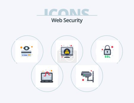 Téléchargez les illustrations : Web Security Flat Icon Pack 5 Icon Design. lock. screen. atm. pc. computer - en licence libre de droit
