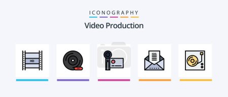Illustration for Video Production Line Filled 5 Icon Pack Including . monitor. video player app. game. professional camera. Creative Icons Design - Royalty Free Image
