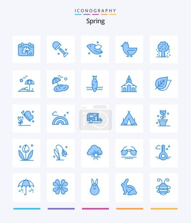 Ilustración de Creative Spring 25 Blue icon pack  Such As apple. spring. animal. swan. duck - Imagen libre de derechos