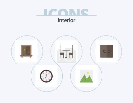 Téléchargez les illustrations : Interior Flat Icon Pack 5 Icon Design. furniture. closet. window. table. dining - en licence libre de droit