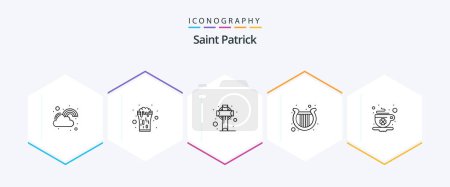 Ilustración de Saint Patrick 25 Line icon pack including patrick. ireland. cheers. harp. irish - Imagen libre de derechos