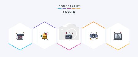 Ilustración de Ux And Ui 25 FilledLine icon pack including tags. coding. photo. eye view. monitoring - Imagen libre de derechos